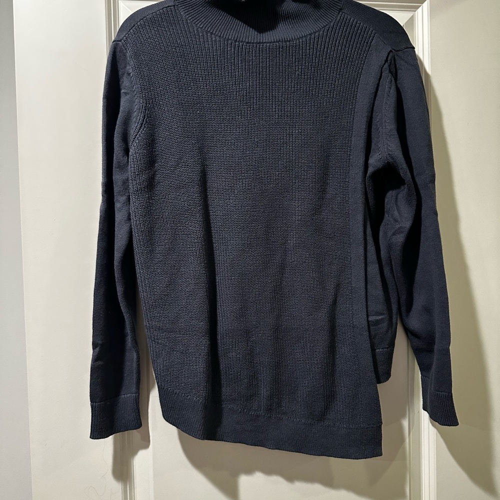 Haven Well Within Cotton Cashmere Blend Mockneck Blue Grey Sweater